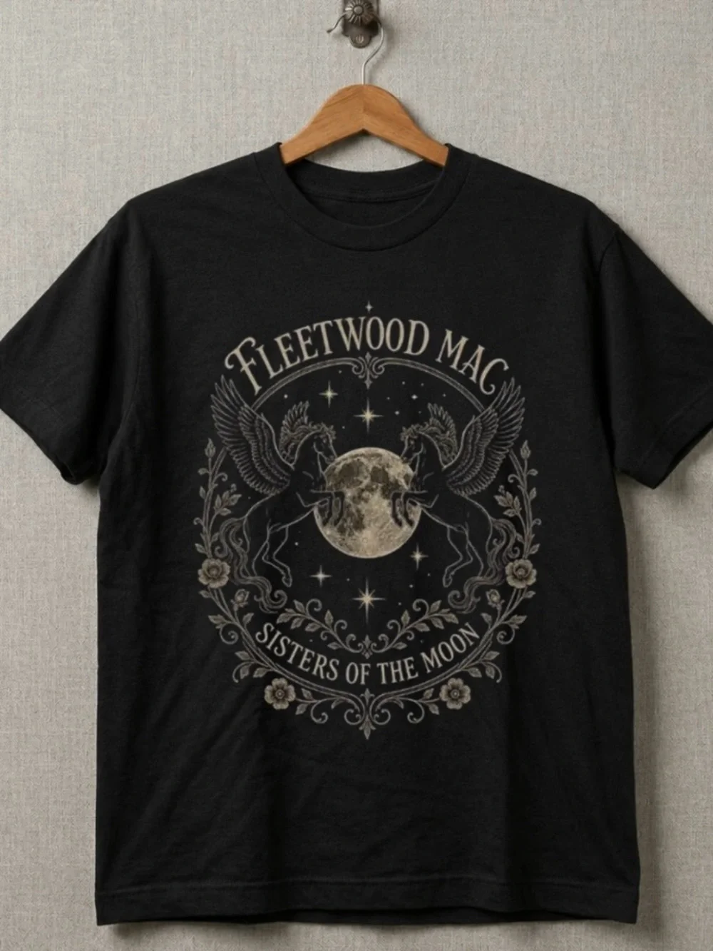 Fleetwood Mac 'Sisters of the Moon' Whimsical Graphic Tee - Black - Picture 1 of 2
